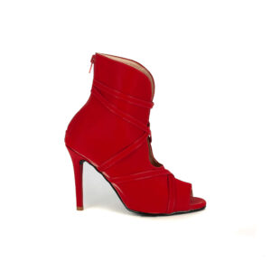 Botin rojo mujer punta abierta 010