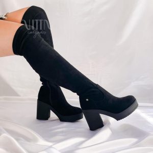 Bota bucanera negra elasticada 061