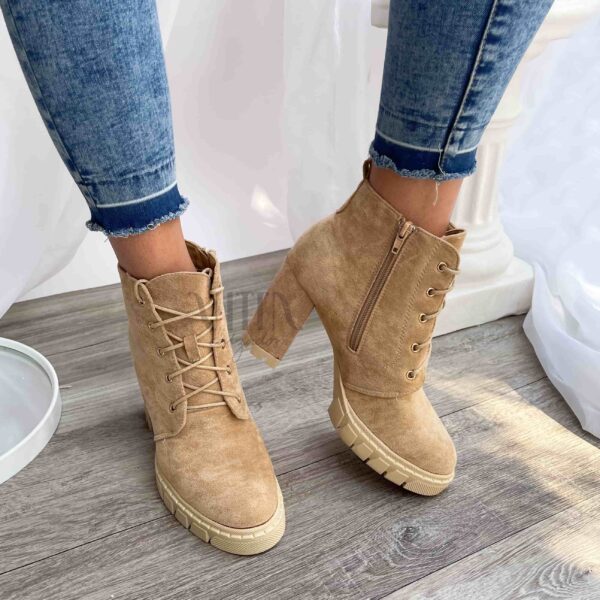 Botines beige con taco grueso 411 - Imagen 3