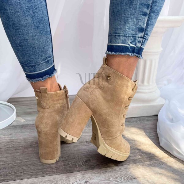 Botines beige con taco grueso 411 - Imagen 4