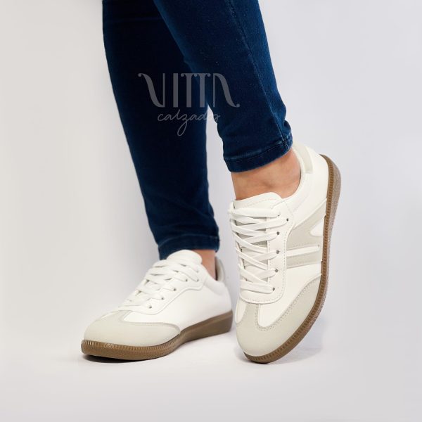 Zapatillas mujer blancas con gris v01 - Imagen 4