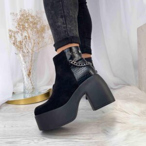 Botines negros taco y plataforma 772