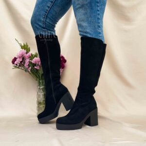 Botas negras de mujer tipo gamuza 2225