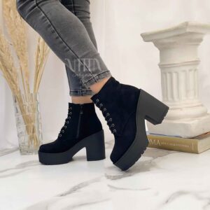 Botines negros de taco y plataforma 216