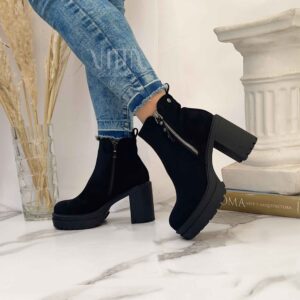 Botines negros con taco y plataforma 37