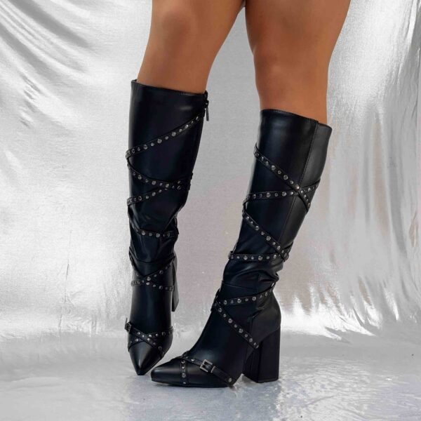 Botas negras de tacon con hebilla 910 - Imagen 4