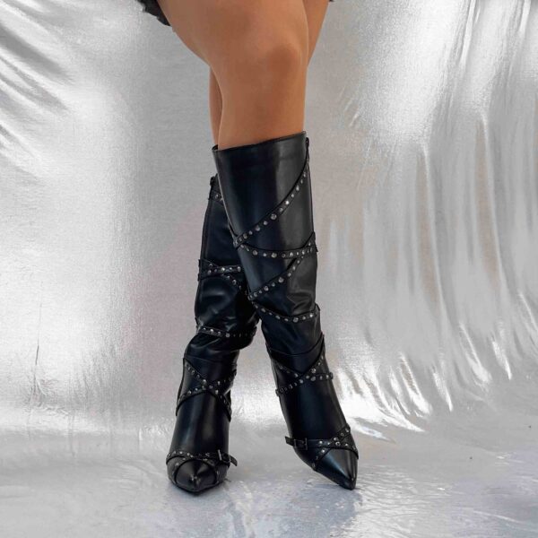 Botas negras de tacon con hebilla 910 - Imagen 3