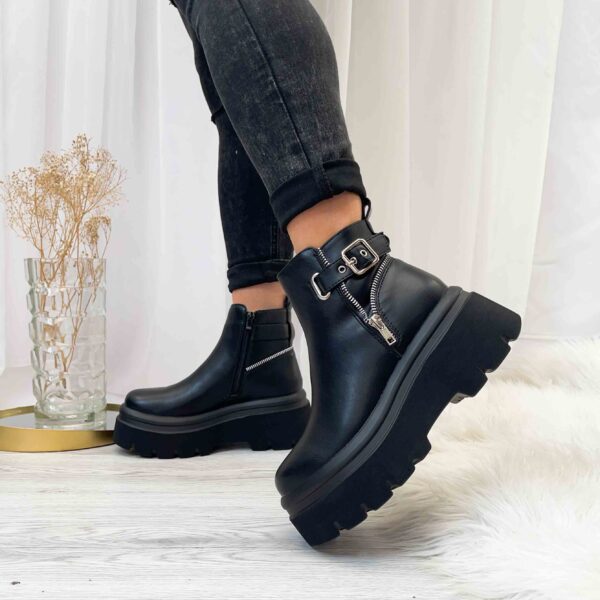 botines negros con plataforma liviana 611