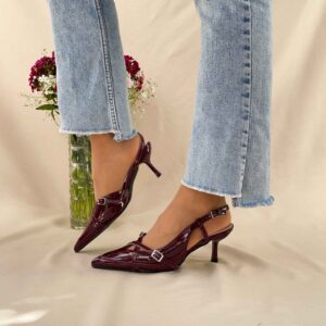Stiletto rojo burdeo destalonado 013