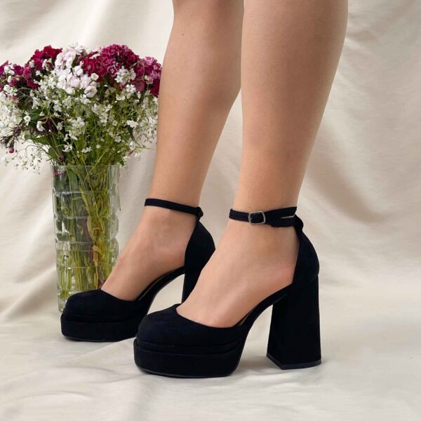Sandalias negras tacon grueso punta cerrada 85 - Imagen 5