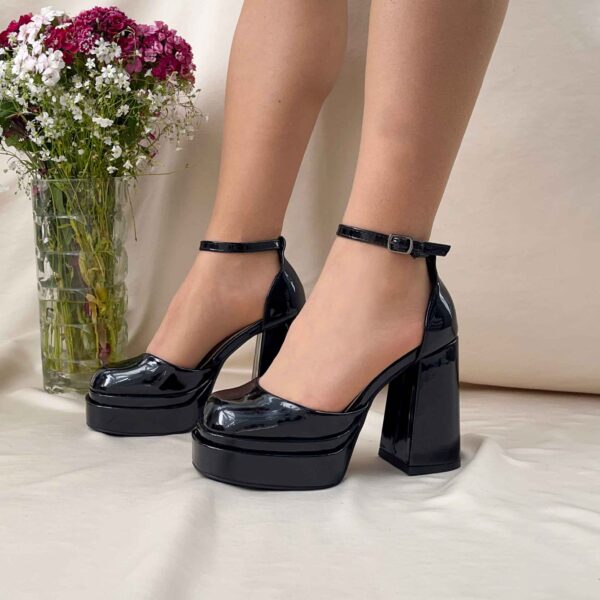 Sandalias charol tacon grueso punta cerrada 85 - Imagen 5