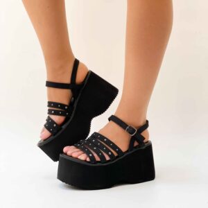 Sandalias plataforma liviana negra 066