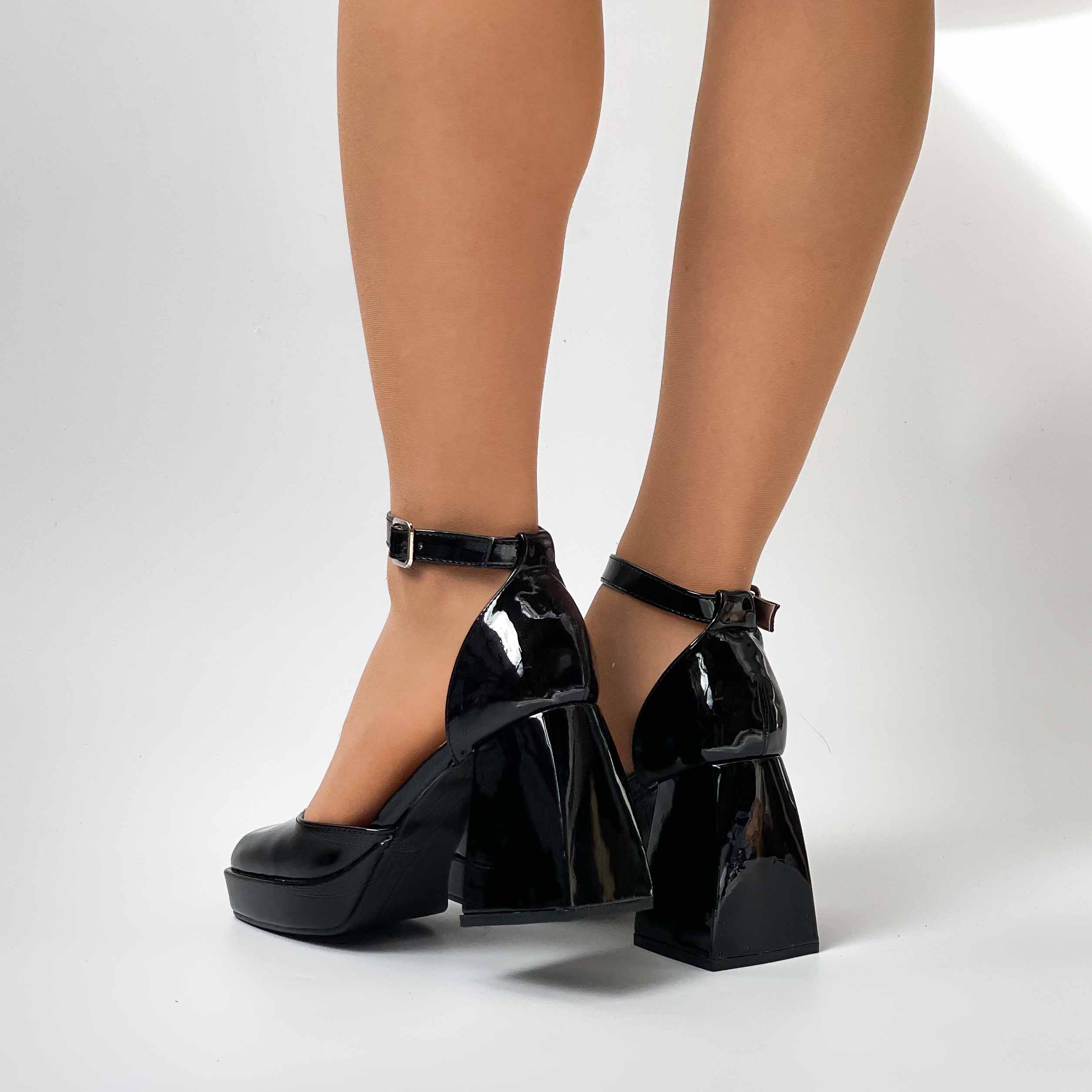 zapatos negros con taco ancho y plataforma para mujer 97 - Imagen 3