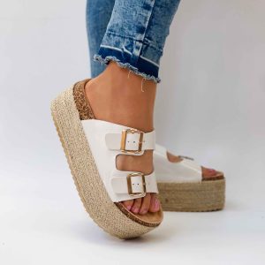Sandalias casuales blancas plataforma 021