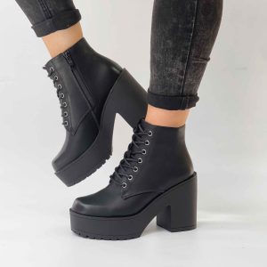 Botines negros plataforma eco cuero 216-C