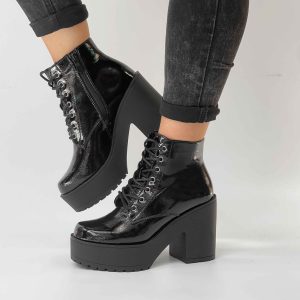Botines charol negros plataforma 216-CH