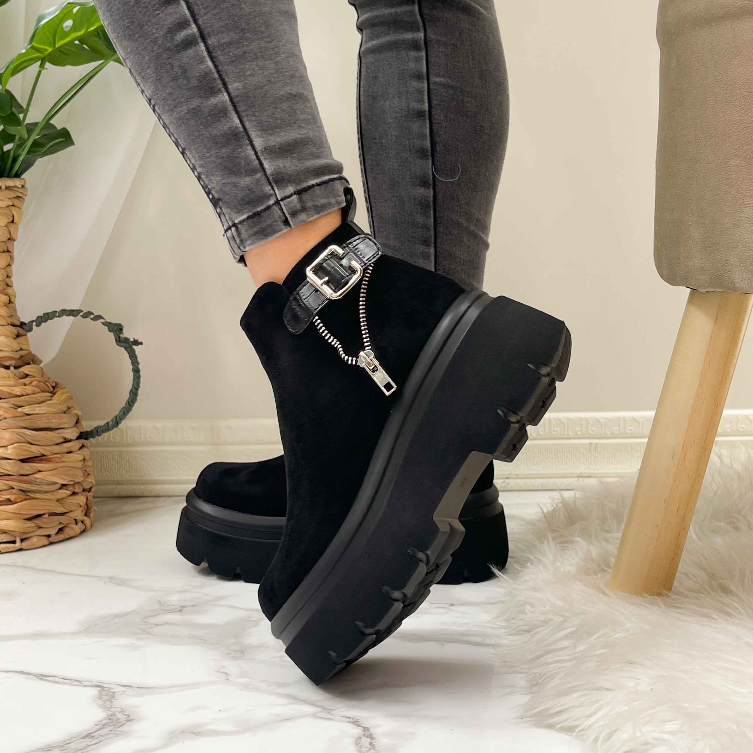 Botines negros plataforma gruesa 2524 - Imagen 3