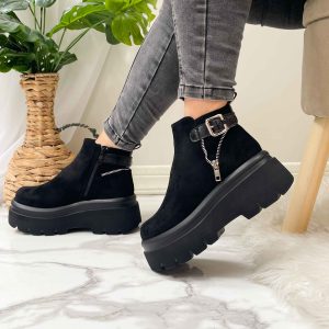 Botines negros plataforma gruesa 2524