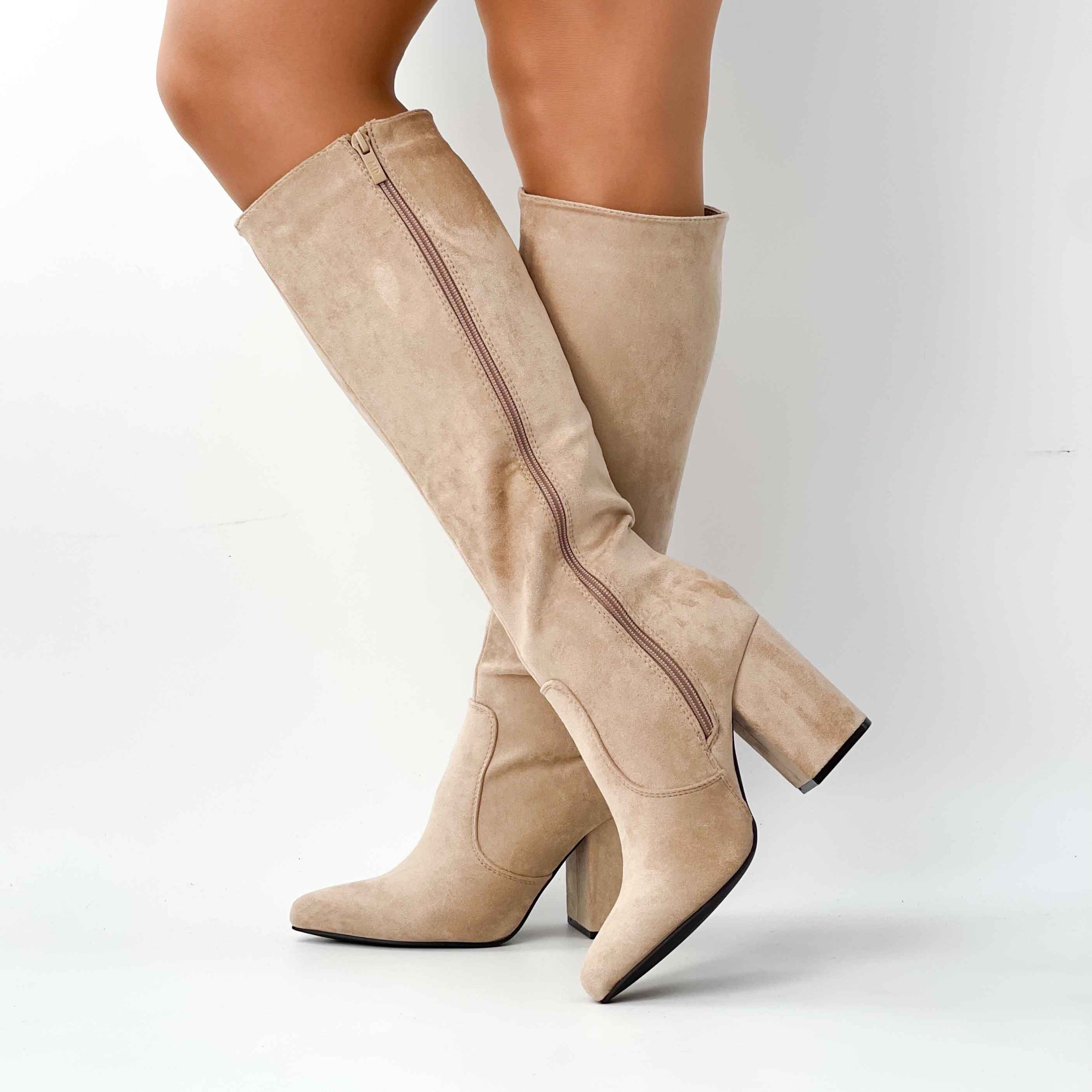 Botas beige taco grueso g55 - Imagen 4