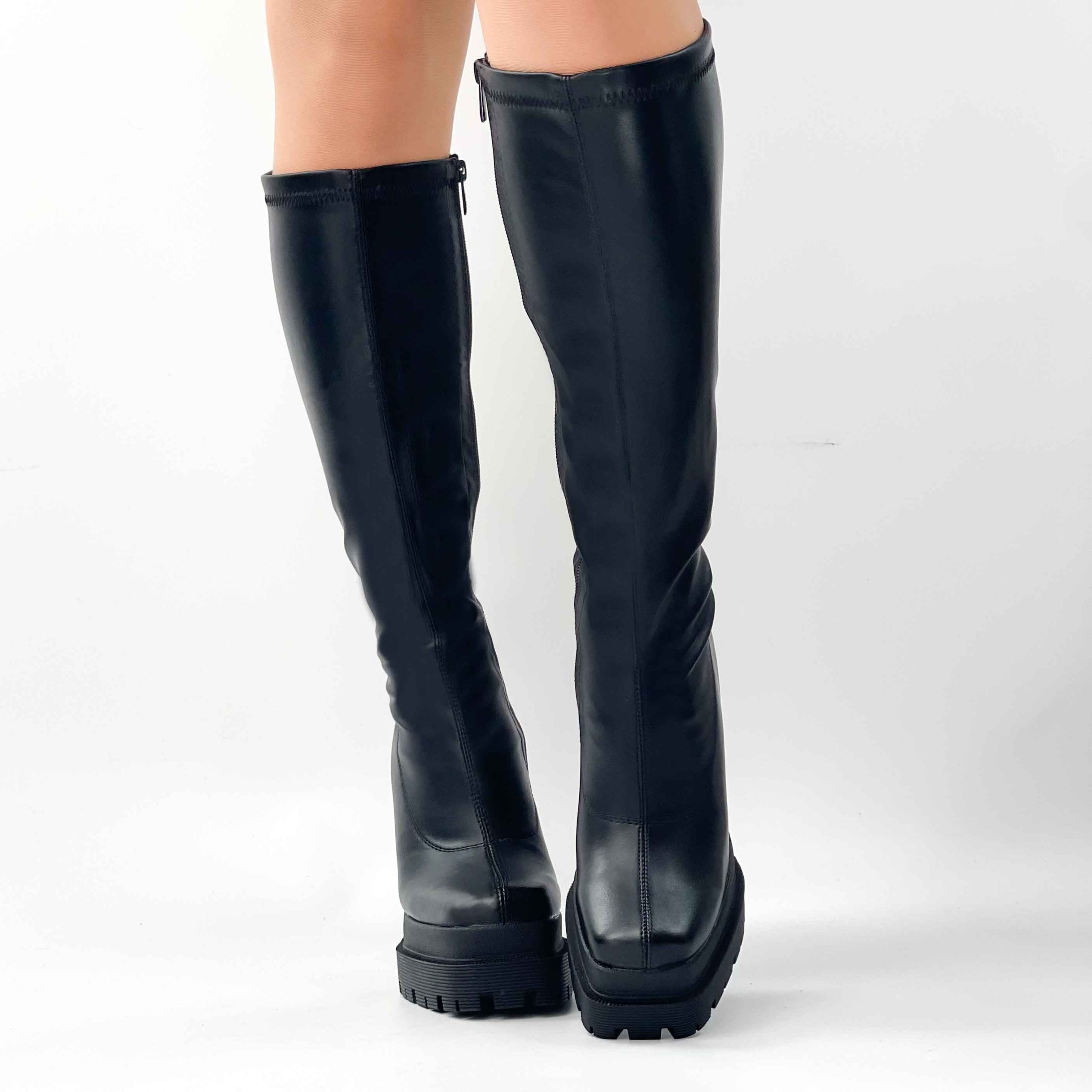 Botas negras elasticadas taco alto 028 - Imagen 6