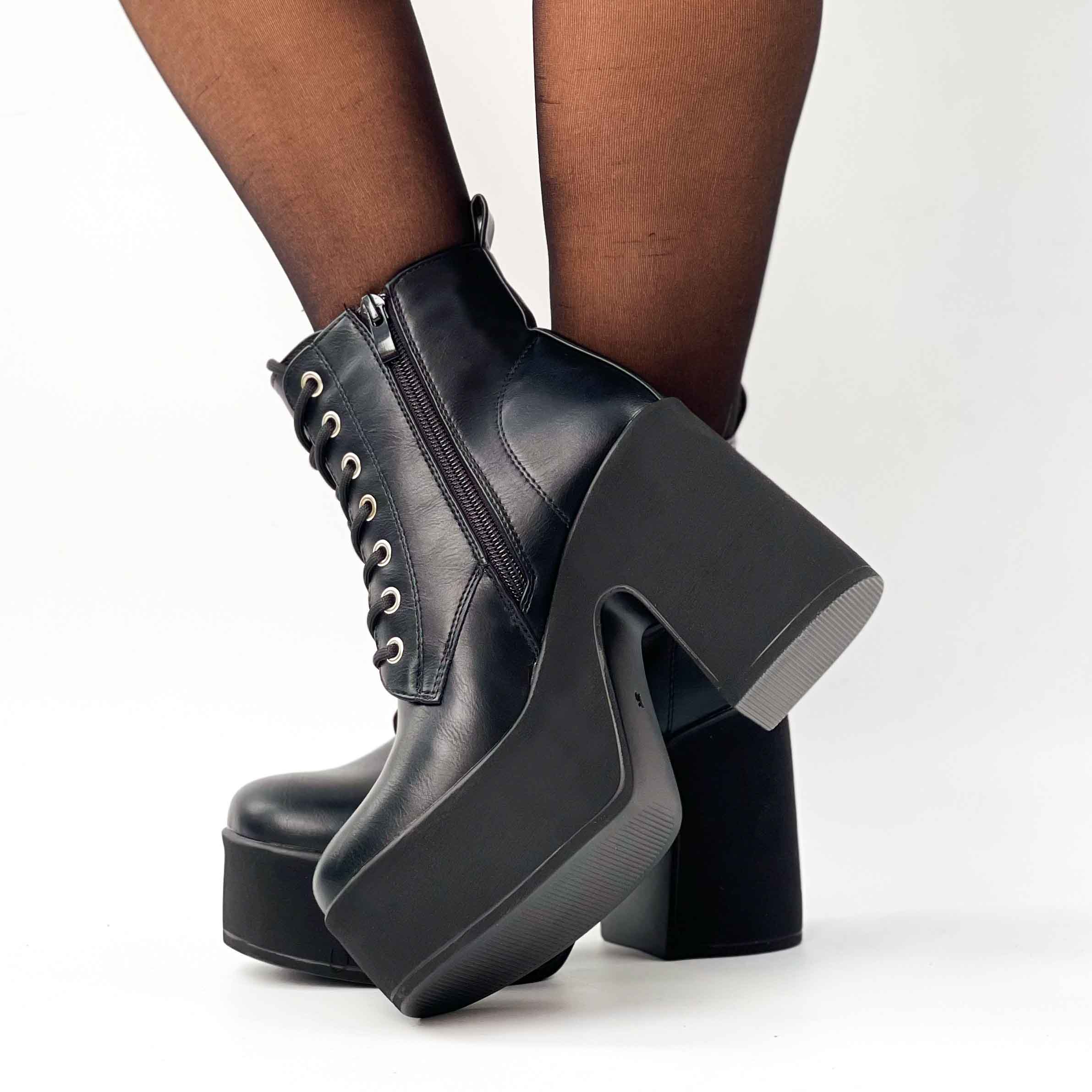 Botines negros taco alto y plataforma z23 - Imagen 3