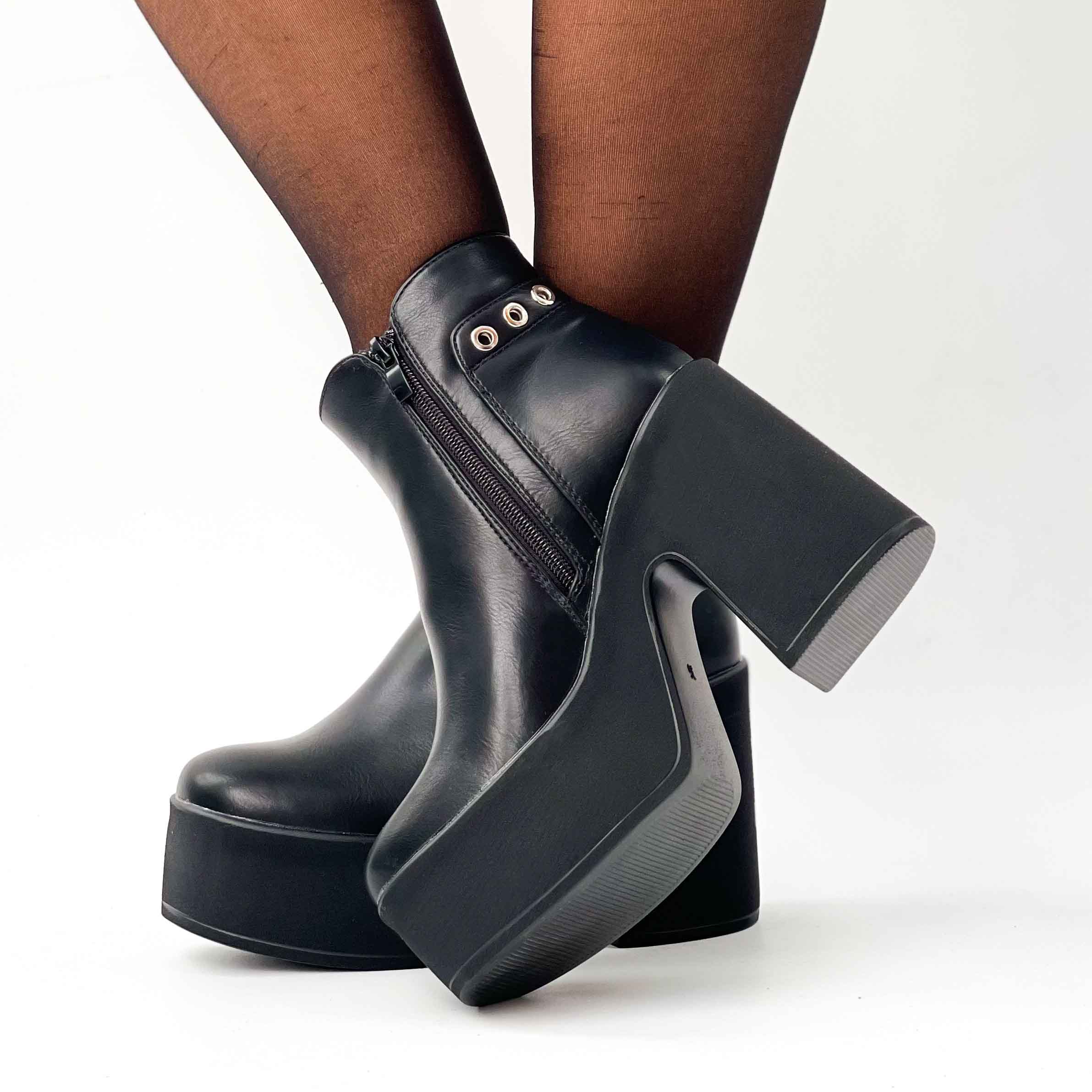 Botines negros taco alto y plataforma z28 - Imagen 3