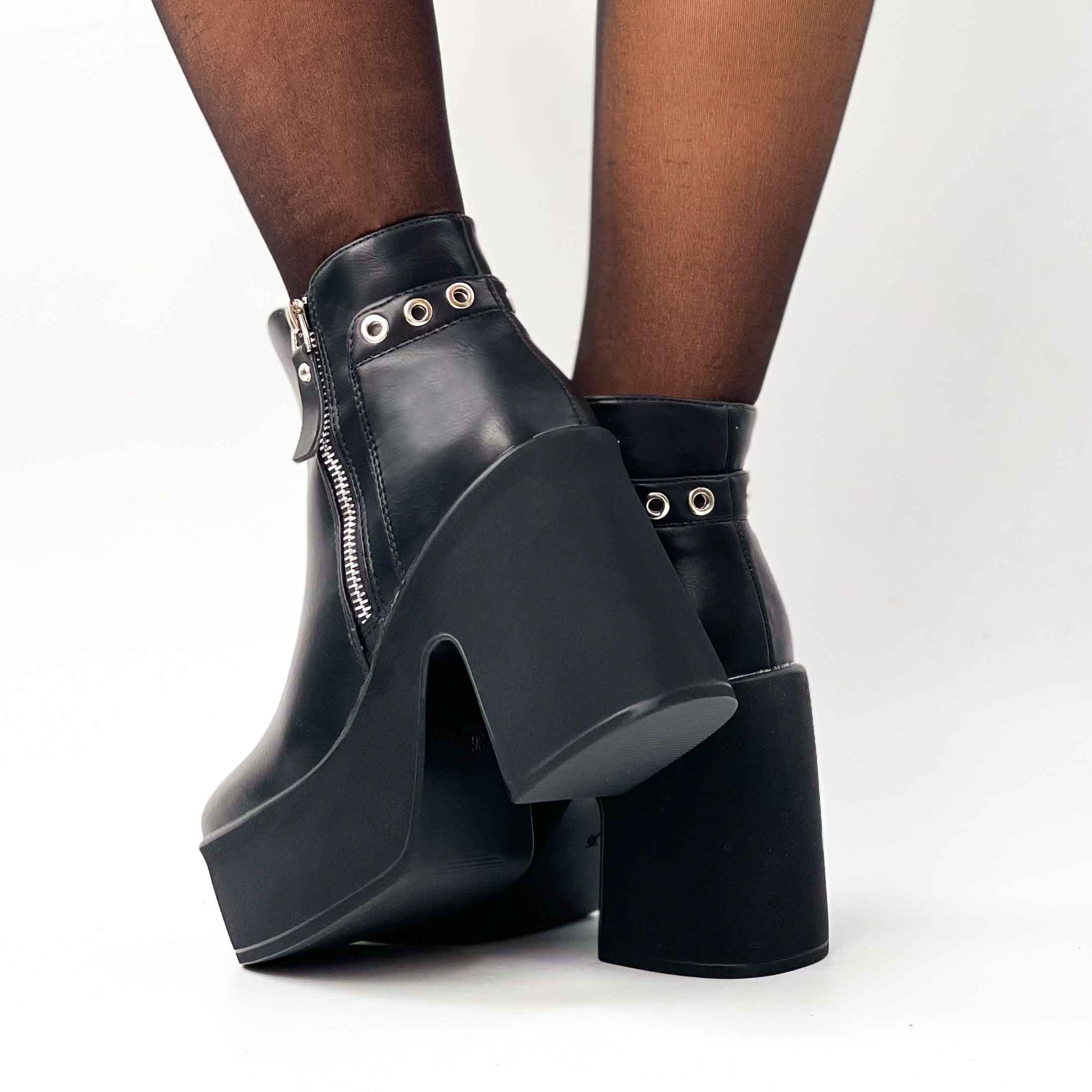 Botines negros taco alto y plataforma z28 - Imagen 5