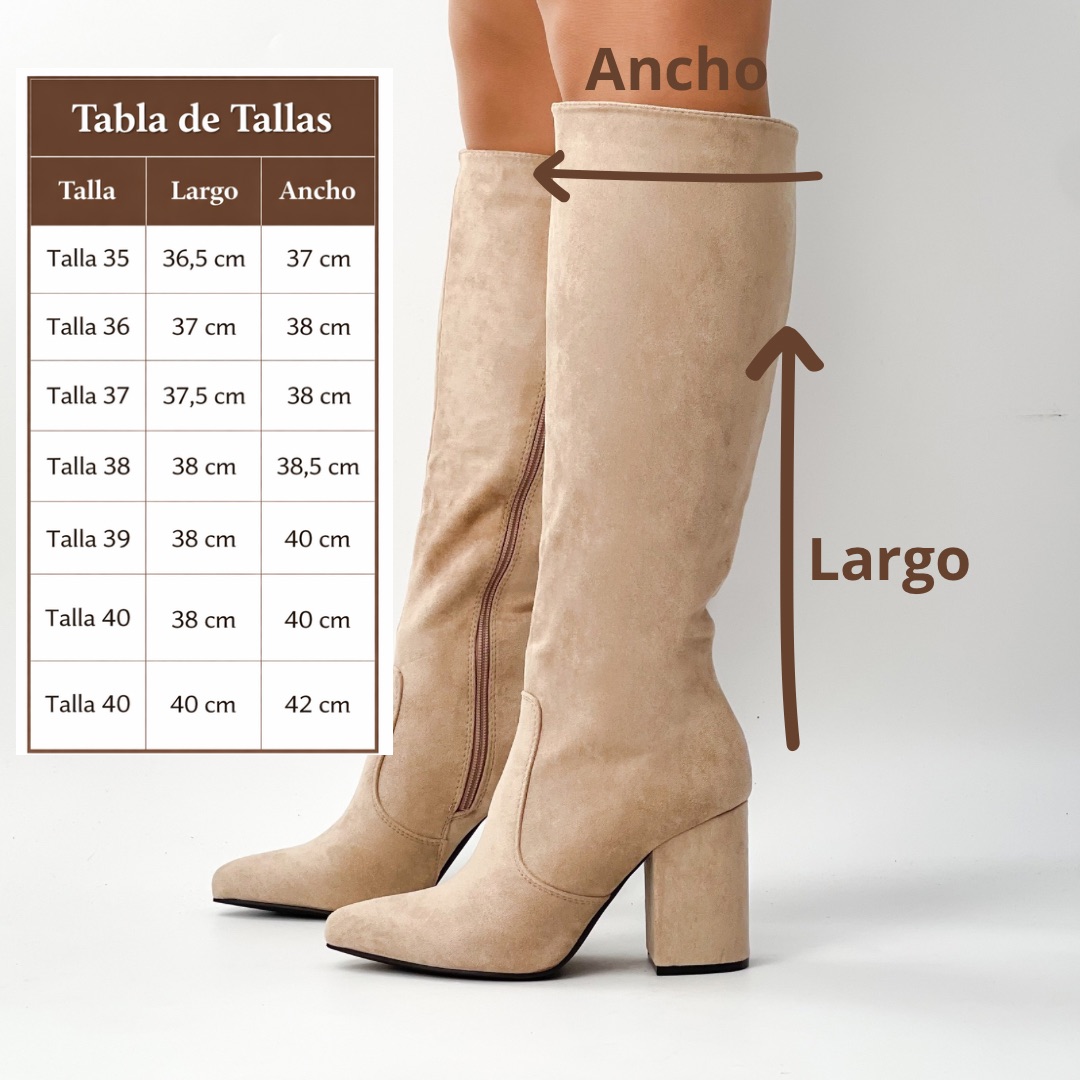 Botas beige taco grueso g55 - Imagen 3