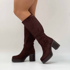 Botas cafe taco grueso 2681