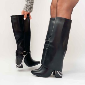 Botas negras taco alto 3 en 1