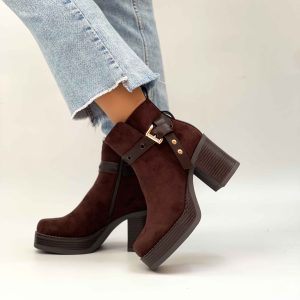 Botines cafe taco y plataforma 83