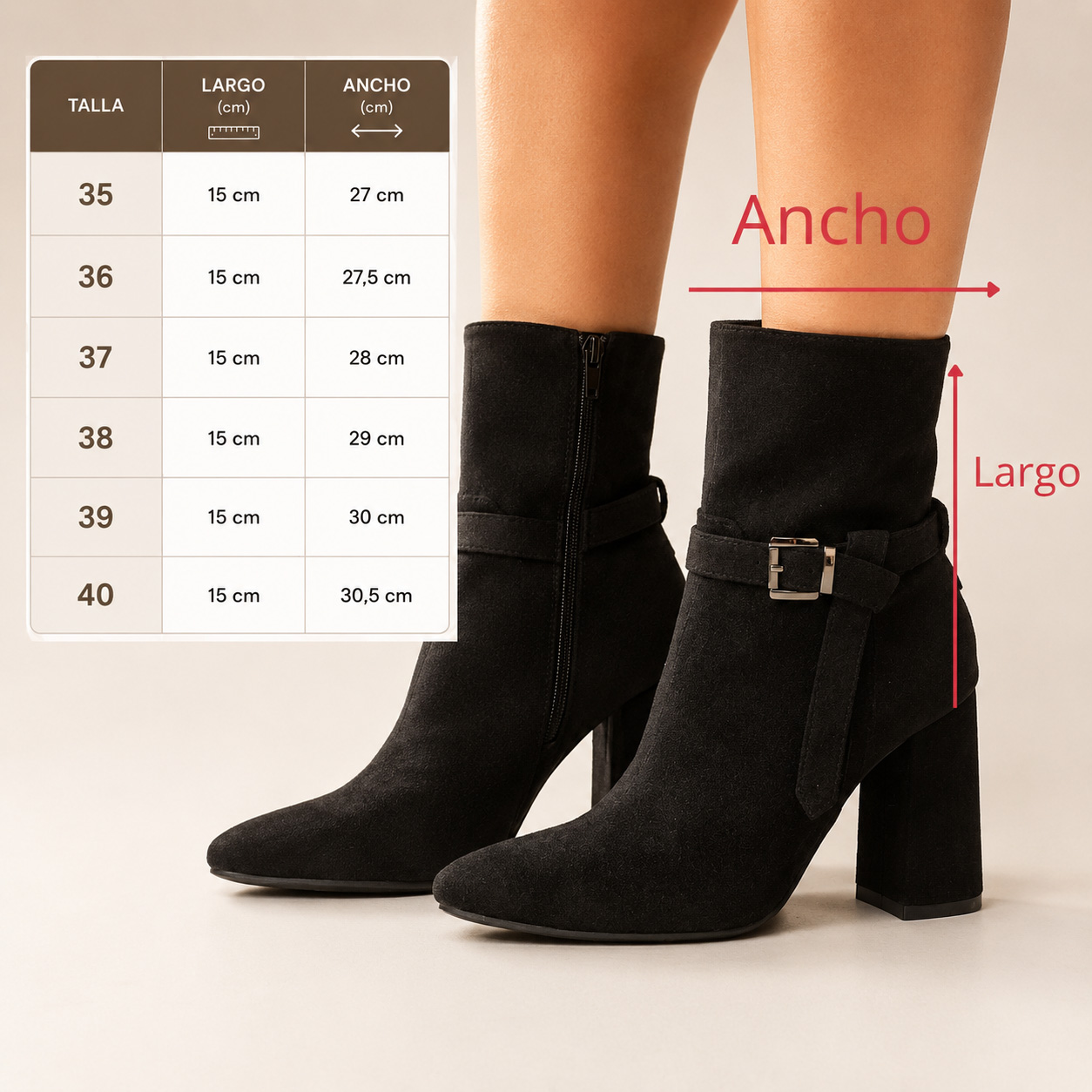Botines negros taco grueso 330-G - Imagen 4
