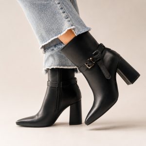 Botines negros taco grueso 330-C