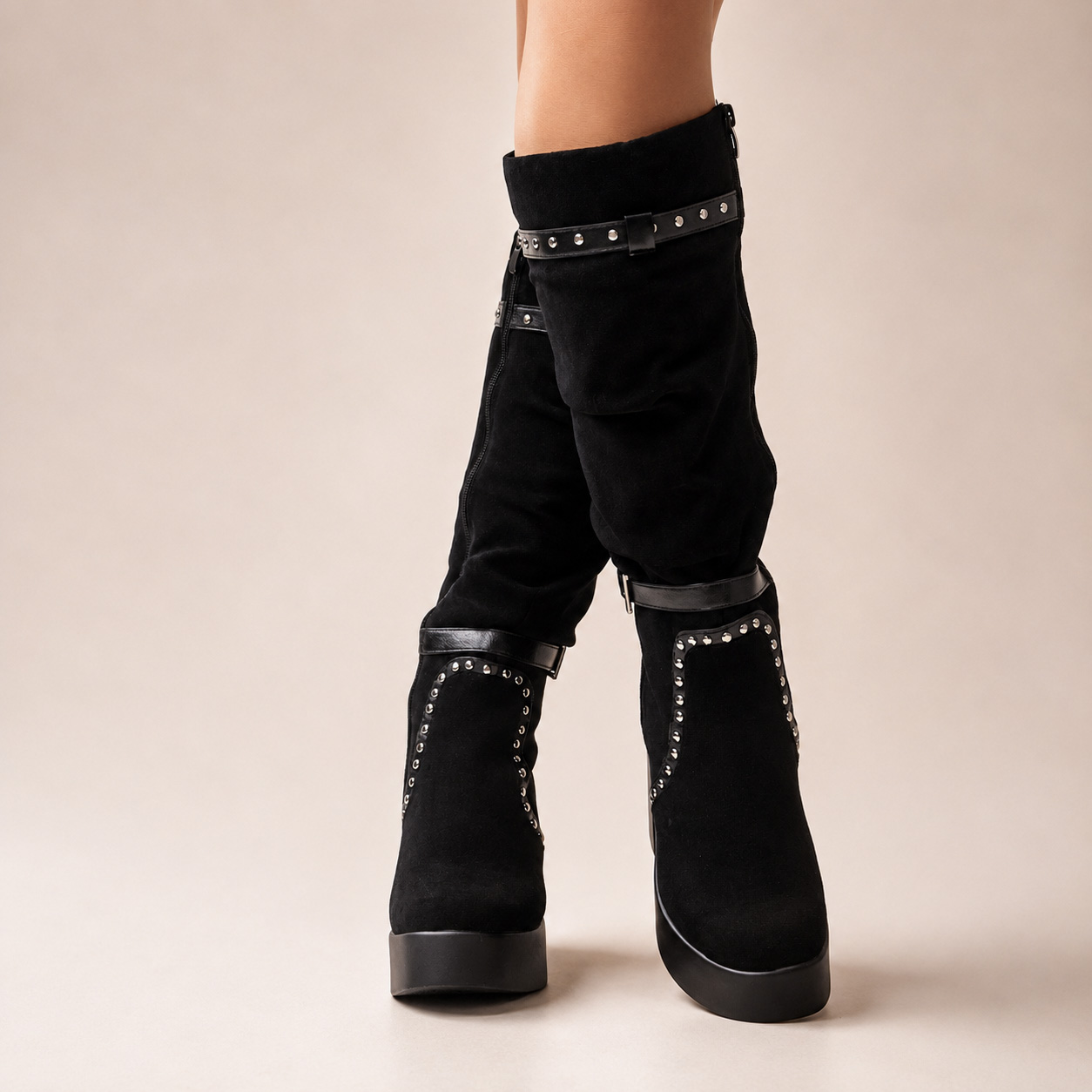 Botas negras taco grueso y plataforma G131 - Imagen 6