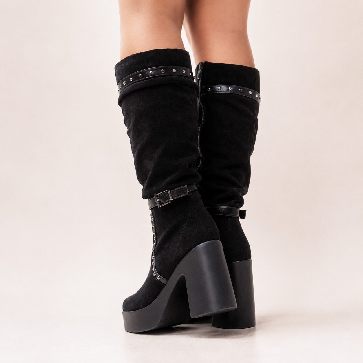 Botas negras taco grueso y plataforma G131 - Imagen 4