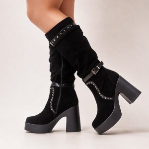 Botas negras taco grueso y plataforma G131