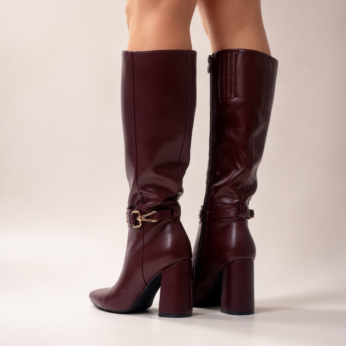 Botas burdeo taco grueso b13 - Imagen 4