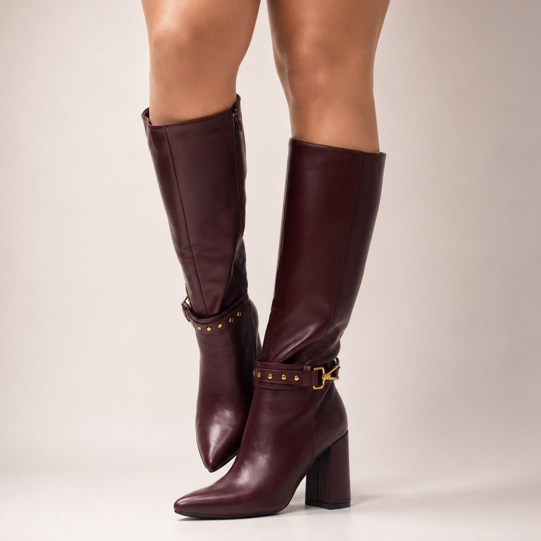 Botas burdeo taco grueso b13 - Imagen 5