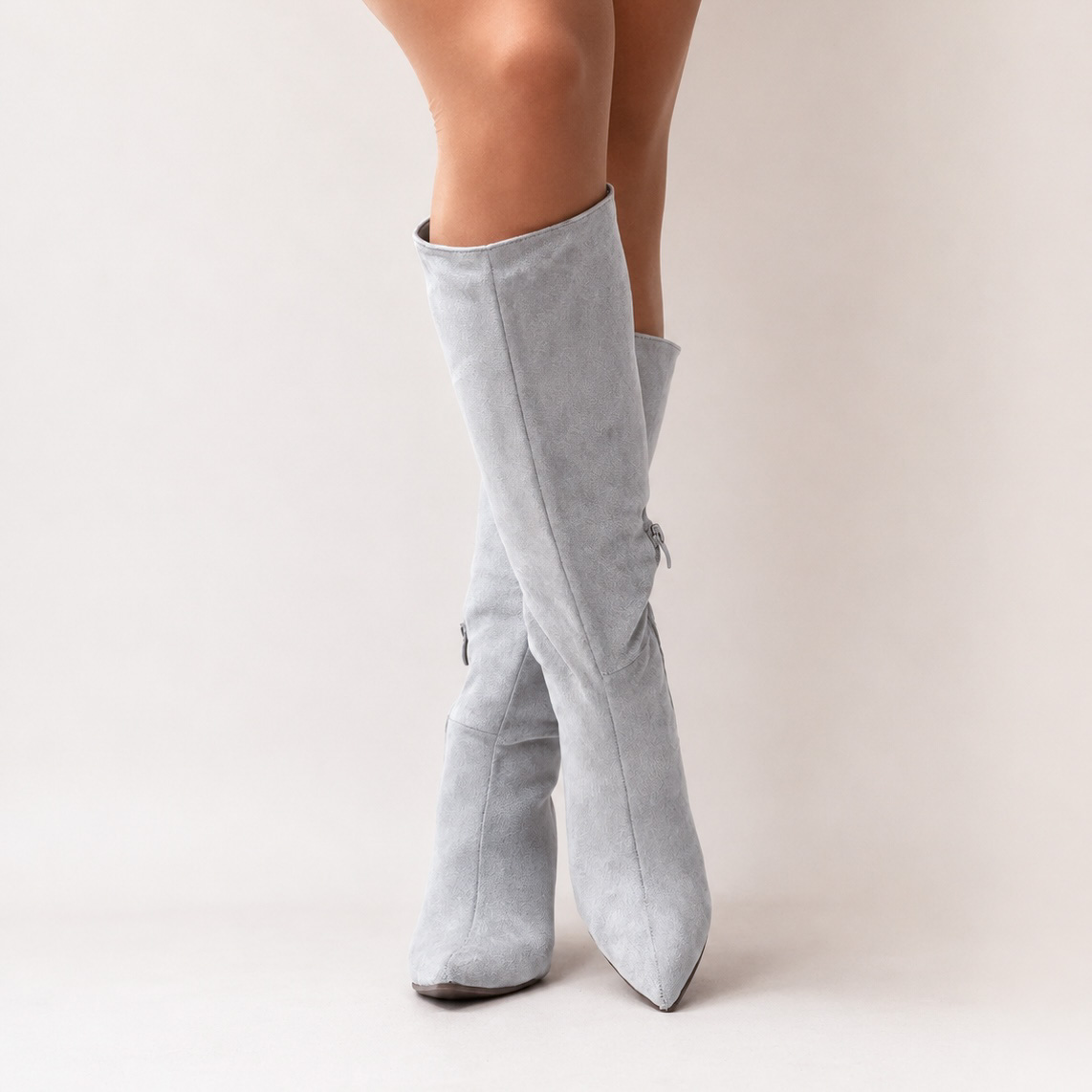 Botas elegantes grises taco 8 cm - Imagen 6