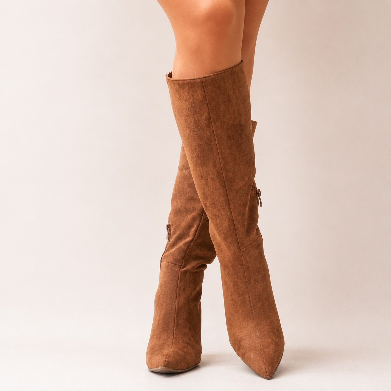 Botas elegantes camel taco 8 cm - Imagen 5