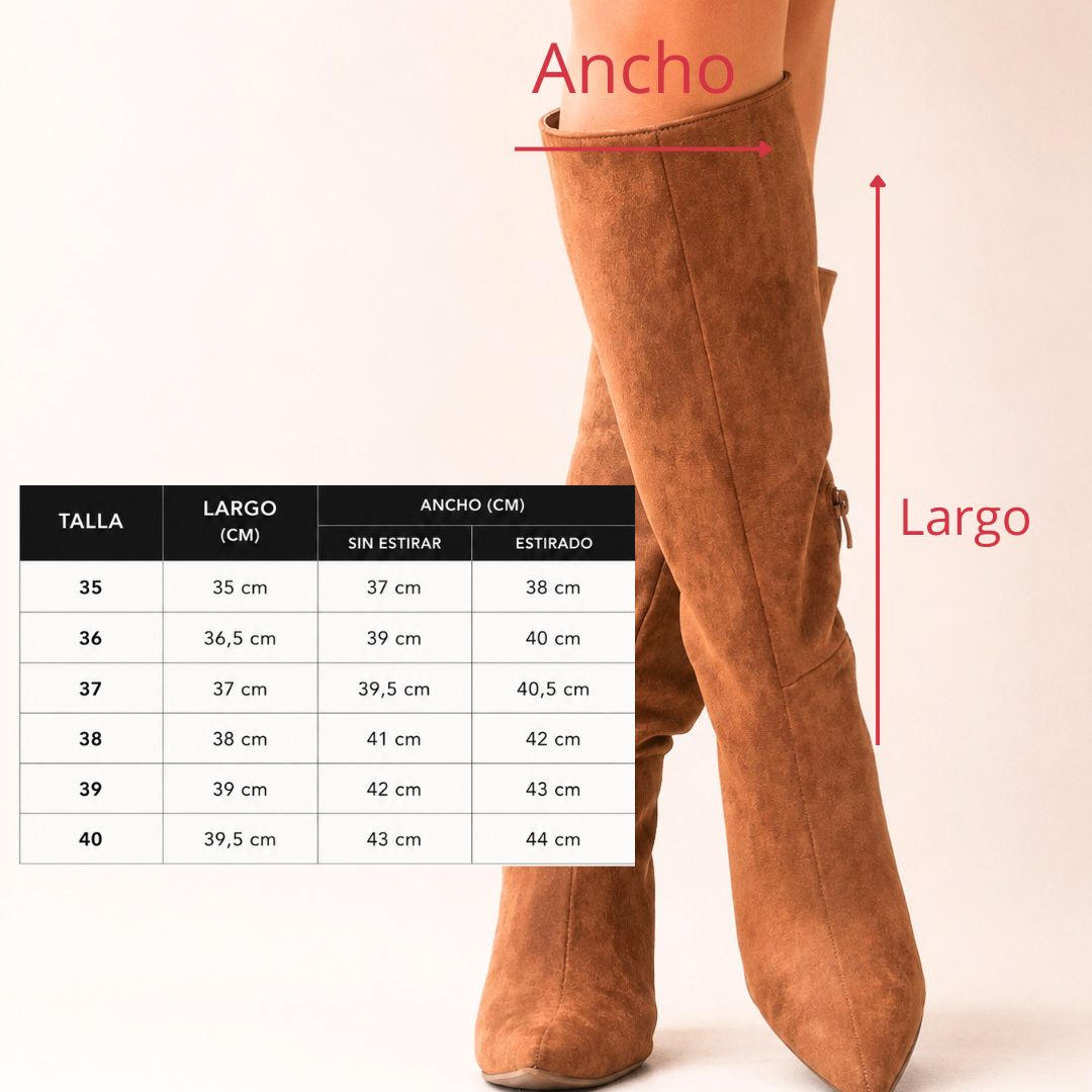 Botas elegantes camel taco 8 cm - Imagen 3