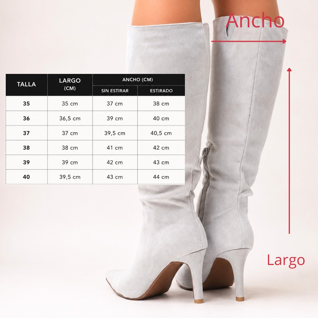 Botas elegantes grises taco 8 cm - Imagen 5