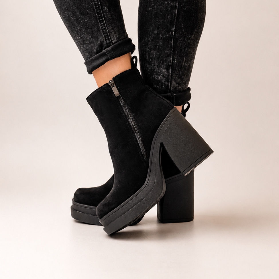 Botines negros taco y plataforma 81G - Imagen 3