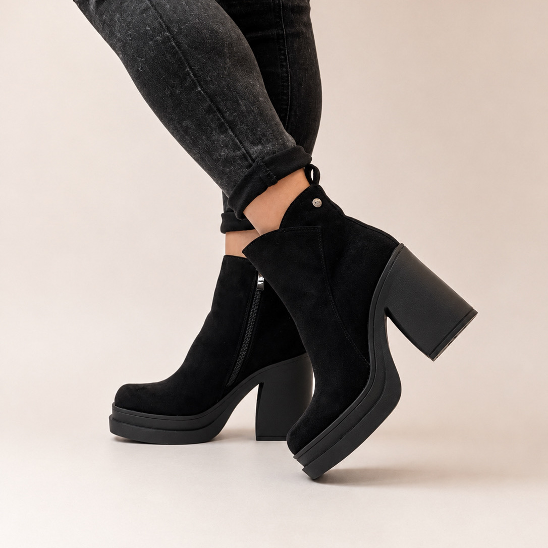 Botines negros taco y plataforma 81G - Imagen 4