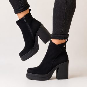 Botines negros taco y plataforma 81G