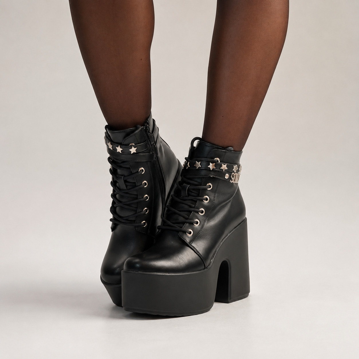 Botines negros taco alto y plataforma 92 - Imagen 4