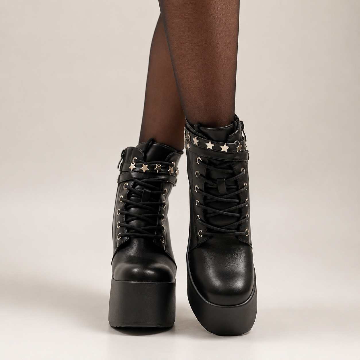 Botines negros taco alto y plataforma 92 - Imagen 6
