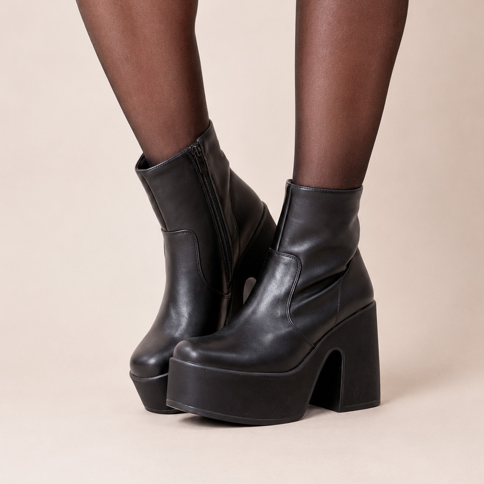 Botines negros taco alto y plataforma 17 - Imagen 4
