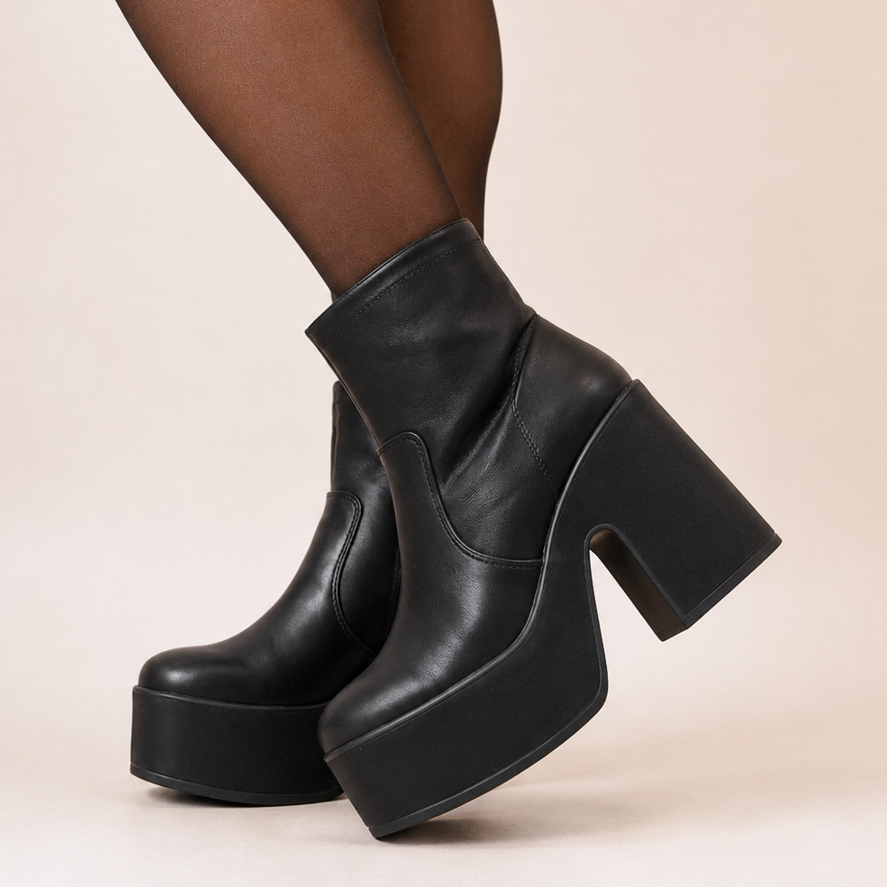 Botines negros taco alto y plataforma 17 - Imagen 3