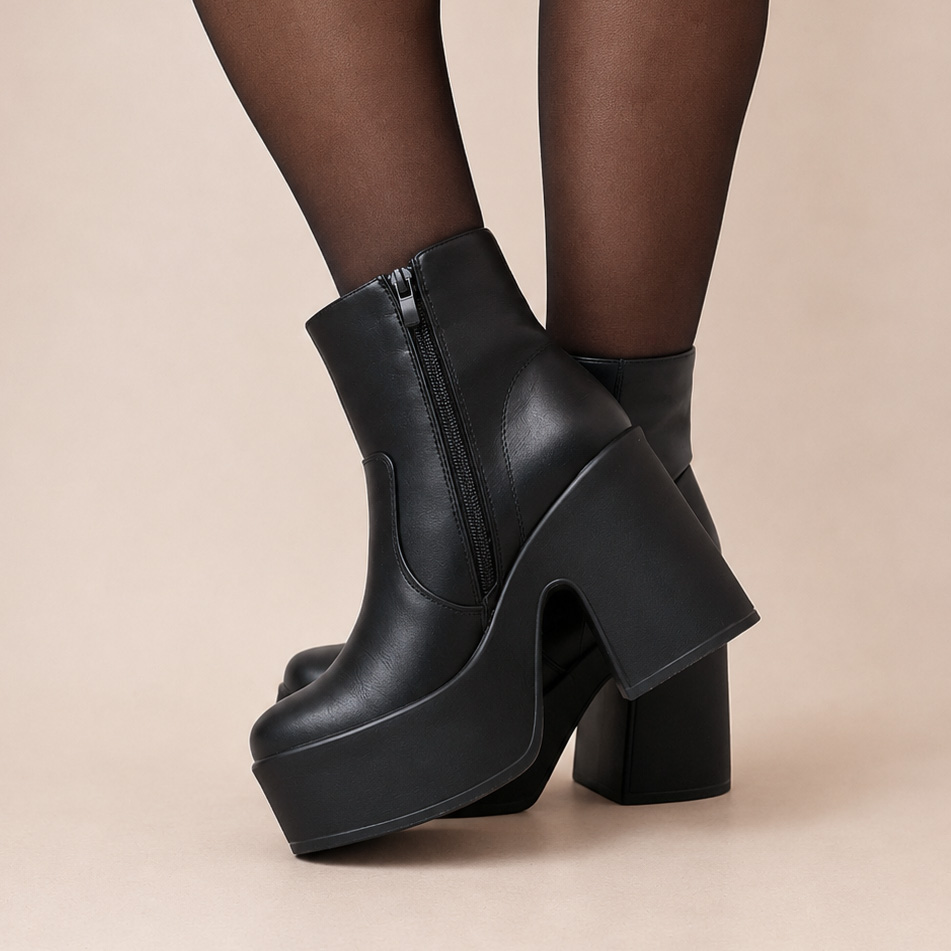 Botines negros taco alto y plataforma 17 - Imagen 7